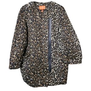 Joe Fresh cheetah long jacket with faux leather zipper. Size Large